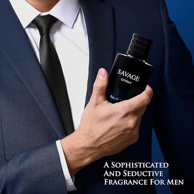 Savage Extrait Eau De Parfum for Men Top Notes of Grapefruit & Heady Spices Base Notes of Lavender Essence & Rich Wood Cologne for Everyday Wear, Work Days, Romantic Date Elegant 3.4 fl oz Bottle