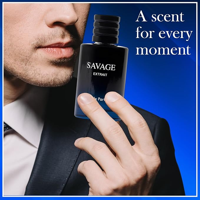 Valentine Milano for Men & Savage Extrait eau de parfum for Men, Warm Masculine Scent for Daily Use, Casual Men's Cologne, 3.4oz/100ml (Pack of 2)